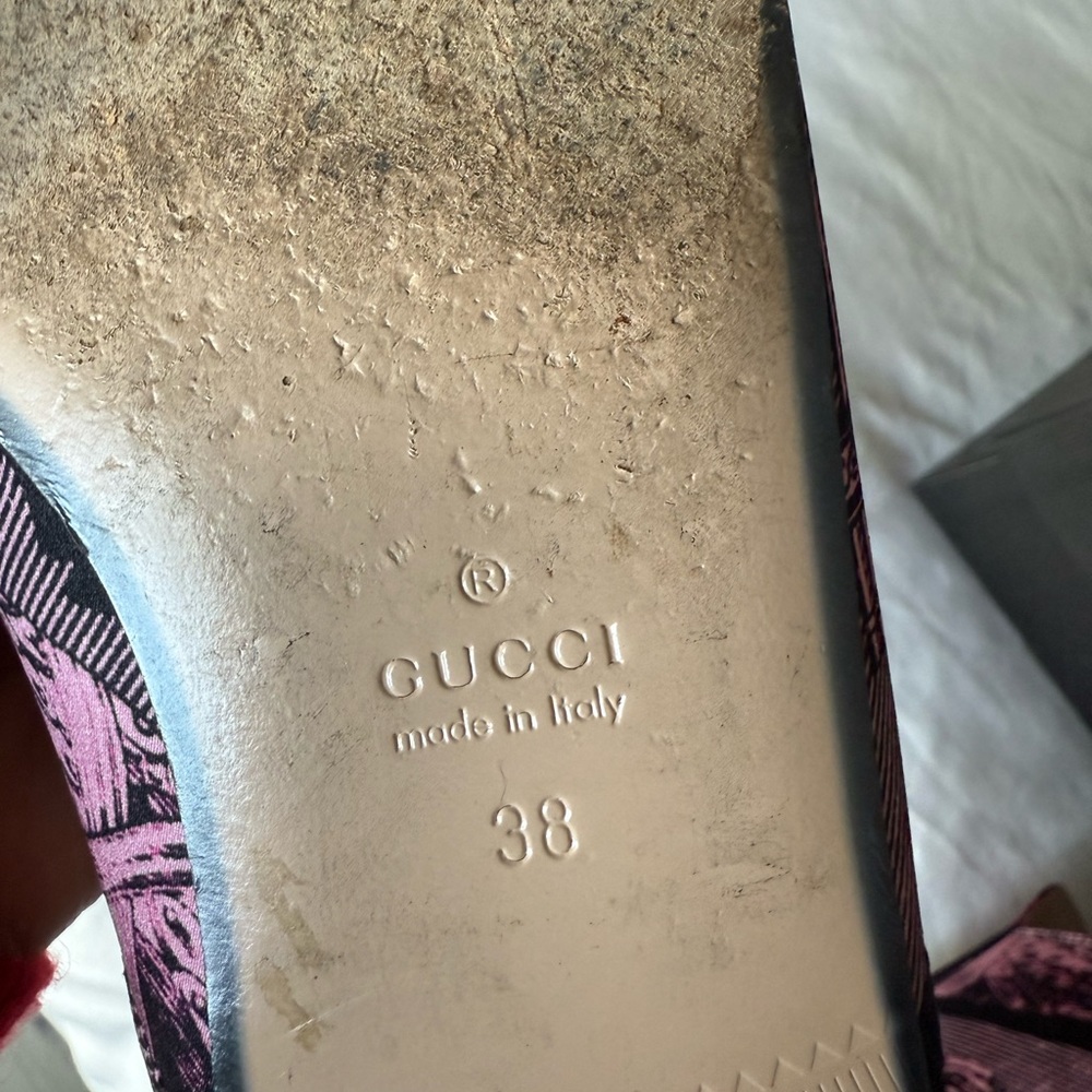 Gucci Pink and Black Patterned Mules - Picture 7 of 7